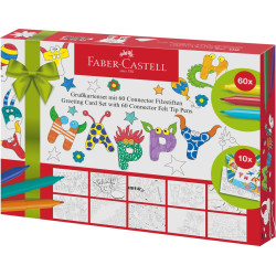 *Komplekts Faber-Castell 10 pastkartes un saspraužamie Flomāsteri, 60 krāsas