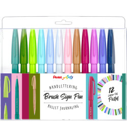 Flomāsteri Pentel Brush Sign Pen, 12 krāsas
