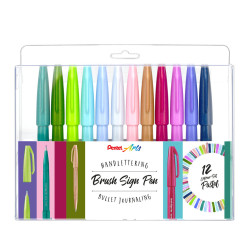 Набор ручек-кистей Pentel SES15C-12, Multicolor, для динамичных линий