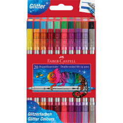 Divpusēji flomāsteri Faber Castell Glitter, 20 krāsas