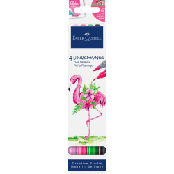 Akvareļu marķieri Faber-Castell Goldfaber Aqua Fluffy Flamingo, divpusēji, 4 krāsas