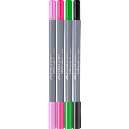 Akvareļu marķieri Faber-Castell Goldfaber Aqua Fluffy Flamingo, divpusēji, 4 krāsas