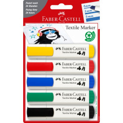 Tekstila marķieru komplekts Faber-Castell 2-5mm, nošķelti, 5 krāsas