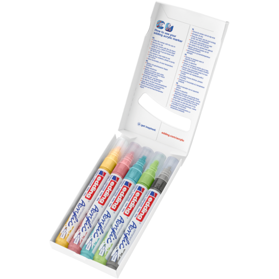 Akrila marķieru komplekts Edding 5100 2-3mm, 5 pasteļkrāsas
