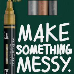 Akrila marķieru komplekts Faber-Castell Multimark Metallic, divpusēji, 1-3mm, 4 krāsas