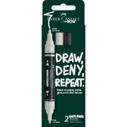 Akrila marķieru komplekts Faber-Castell Multimark Black and White, divpusēji, 1-3mm, 2 krāsas
