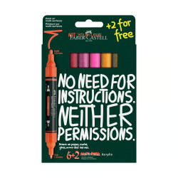 Akrila marķieru komplekts Faber-Castell Multimark Flame, 1-3mm, divpusēji, 8 krāsas