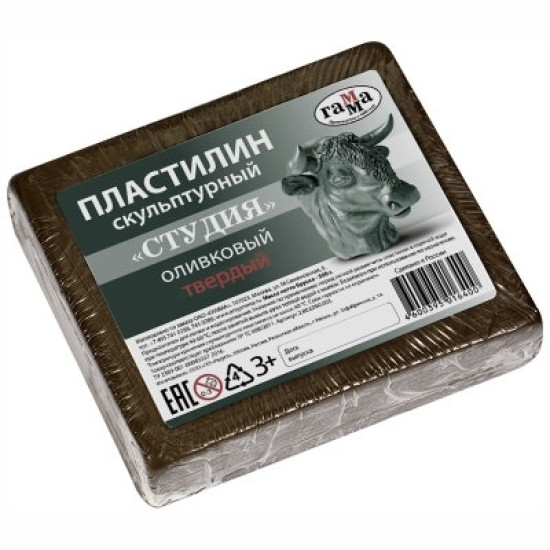 *Plastilīns Gamma Studija, skulpturālais, ciets, 0,5 kg, olīvzaļš