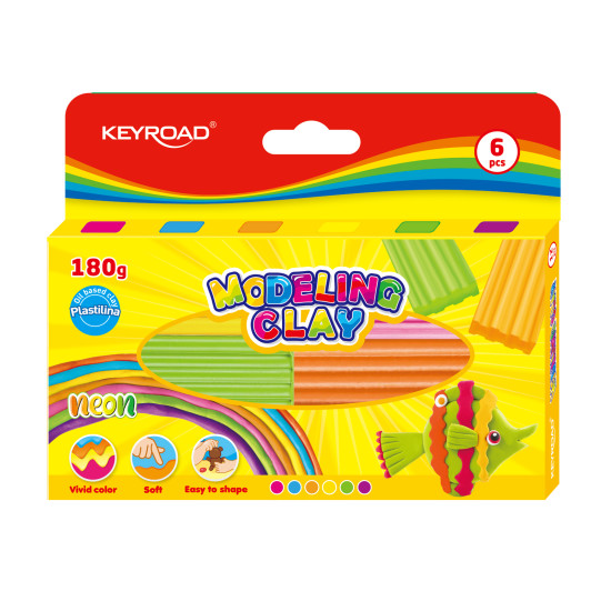 Пластилин Keyroad Neon 6 Pack, Неоновый, 180 г