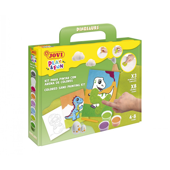 Smilšu krāsošanas komplekts JOVI PLAY & FUN DINOZAURI