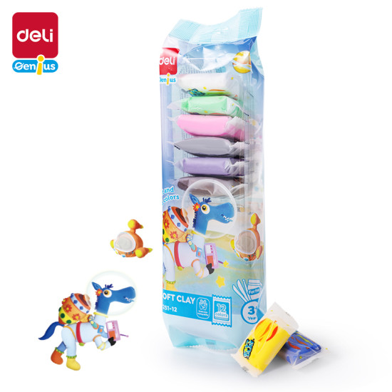 Gaisa plastilīns Deli Genius, 12 krāsas