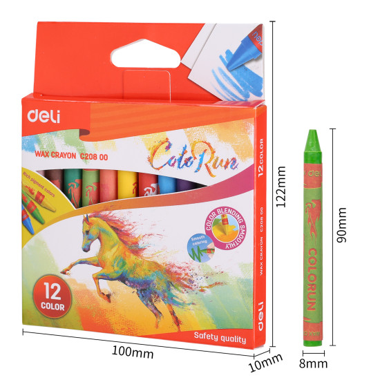 Vaska krītiņi Deli Colorun 12 krāsas