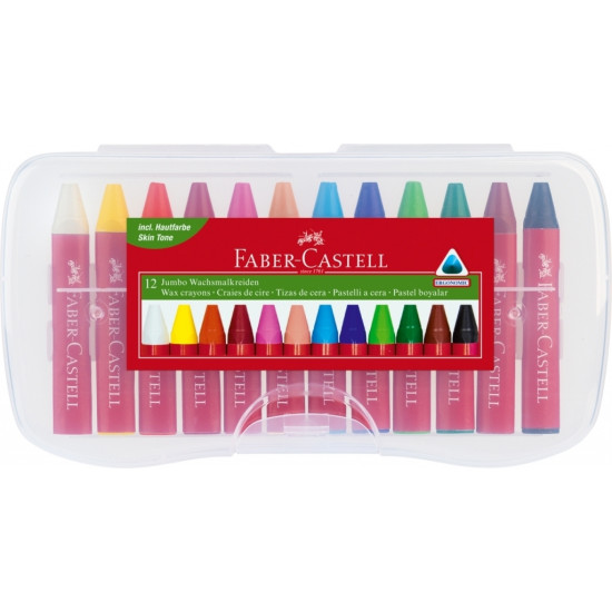 Vaska krītiņi Faber-Castell Jumbo, trīsstūrveida, 12 krāsās