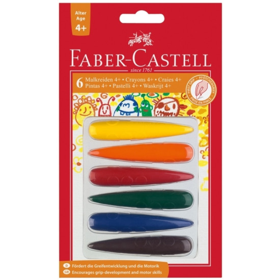 Vaska krītiņi Faber Castel ergonomiski, izdzēšami, 6 krāsas
