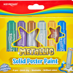 Plakātu krāsas Keyroad Metallic, cietas, 6 krāsas, metāliskos toņos