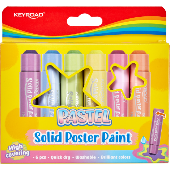 Plakātu krāsas Keyroad Pastel, cietas, 6 krāsas