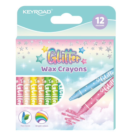 Vaska krītiņi Keyroad Glitter 12 krāsas