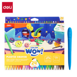 Vaska krītiņi Deli C229-24 ColorWow, trīsstūrveida, 24 krāsas
