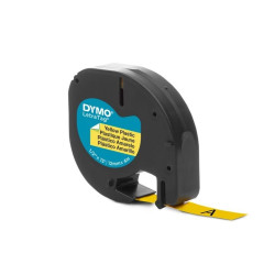 Marķēšanas lente Dymo LetraTag 91202, 12mmx 4m, melns uz dzeltena