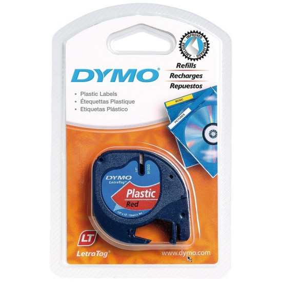 Marķēšanas lente Dymo LetraTag, 12mmx4m, sarkana