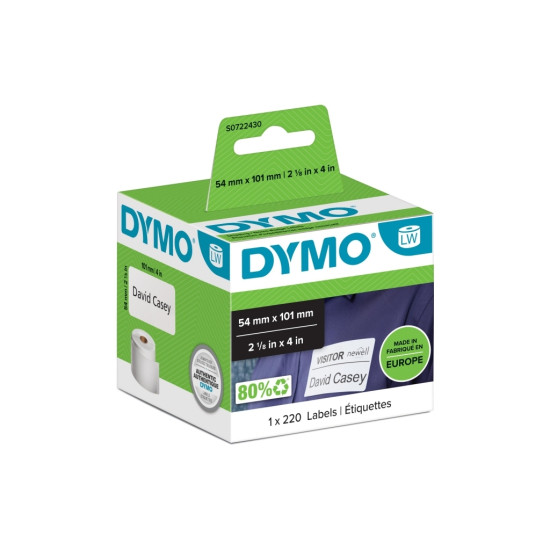 Uzlīmes Dymo D2 99014, 101x54mm, 220gab/rullī