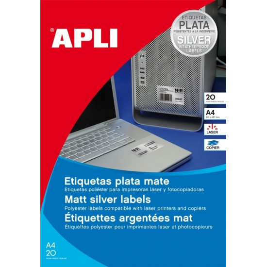 Pašlīmējošas uzlīmes Apli 1227 A4, 4gab/loksnē, 105x148mm, 20 loksnes, ūdensizturīgas, baltas
