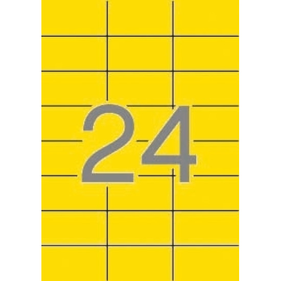 Pašlīmējošas uzlīmes Apli 1591 A4, 24gab/loksnē, 70x37mm, 20 loksnes, dzeltenas