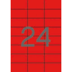 Pašlīmējošas uzlīmes Apli 1593 A4, 24gab/loksnē, 70x37mm, 20 loksnes, sarkanas