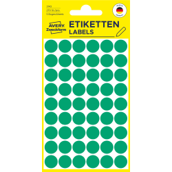 Pašlīmējošas uzlīmes Awery Zweckform 3143, Ø12mm, apaļas, 270gab/iep., zaļas