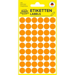 Marķēšanas  uzlīmes Awery Zweckform 3148, Ø12mm, apaļas, 270gab/iep., neona oranžas
