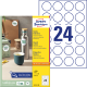 Marķēšanas  uzlīmes Awery Zweckform L3415-100 Ø40mm, 24 gab/loksnē, poliestera, 100 loksnes, baltas