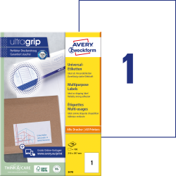 Pašlīmējošas uzlīmes Awery Zweckform 3478, 210x297mm, 1 gab/loksnē, 100 lapas, baltas