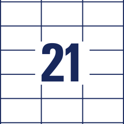 Pašlīmējošas uzlīmes Awery Zweckform 3481 70x41mm, 21 gab/loksnē, 100 lapas, baltas