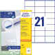 Pašlīmējošas uzlīmes Awery Zweckform 3481 70x41mm, 21 gab/loksnē, 100 lapas, baltas