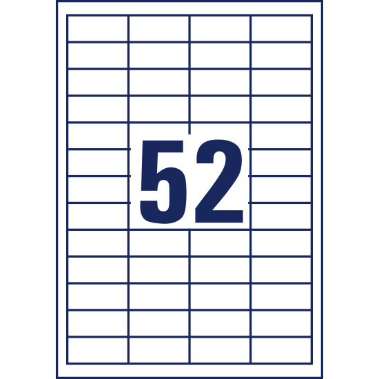 Pašlīmējošas uzlīmes Awery Zweckform 48x21mm, 52 gab/loksnē, 100 lapas, baltas