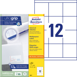 Pašlīmējošas uzlīmes Awery Zweckform 3661, 70x67.7mm, 12 gab/loksnē, 100 lapas, baltas