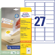 Pašlīmējošas uzlīmes Awery Zweckform L4737REV-25, 63.5x29.6mm, 27 gab/loksnē, 25 lapas, noņemamas