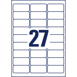 Pašlīmējošas uzlīmes Awery Zweckform L4737REV-25, 63.5x29.6mm, 27 gab/loksnē, 25 lapas, noņemamas