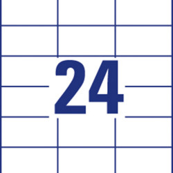 Pašlīmējošas uzlīmes Awery Economy ELA011, 70x37mm, 24 gab/loksnē, 100 lapas, baltas