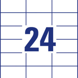 Pašlīmējošas uzlīmes Awery Economy ELA010, 70x36mm, 24 gab/loksnē, 100 lapas, baltas