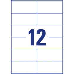Pašlīmējošas uzlīmes Awery Economy ELA021, 105x48mm, 12 gab/loksnē, 100 lapas, baltas