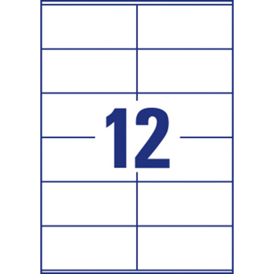 Pašlīmējošas uzlīmes Awery Economy ELA021, 105x48mm, 12 gab/loksnē, 100 lapas, baltas