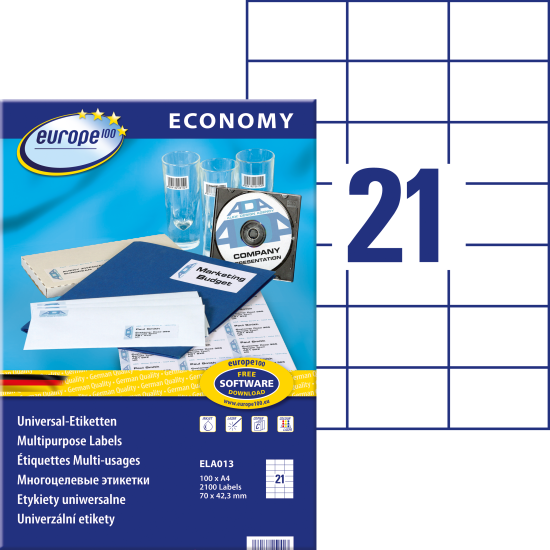 Самоклеящиеся этикетки Zweckform Europe ELA013, White, Универсальная совместимость