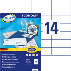 Pašlīmējošas uzlīmes Awery Economy ELA038, 105x42.3mm, 1 gab/loksnē, 100 lapas, baltas