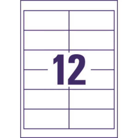 Pašlīmējošas uzlīmes Europe ELA039, 97x42.3mm, 12 gab/loksnē, 100 lapas, baltas