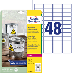 Pašlīmējošas uzlīmes Awery Zweckform L4778-20, 45.7x21.2mm, 48 gab/loksnē, 20 lapas, baltas