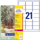 Pašlīmējošas uzlīmes Awery Zweckform L7782-25, 63.5x38.1mm,21 gab/loksnē, 25 lapas, poliestera, caurspīdīgas