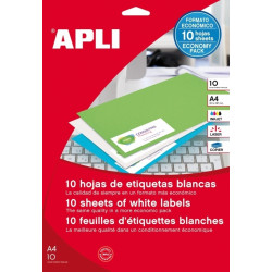 Pašlīmējošas uzlīmes Apli 1285 A4, 44gab/loksnē, 48.5x25.4mm, 10 loksnes, baltas