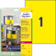 Pašlīmējošas uzlīmes Awery Zweckform L6111-20, 210x297mm, 1 gab/loksnē, 20 lapas, ūdensizturīgas, dzeltenas