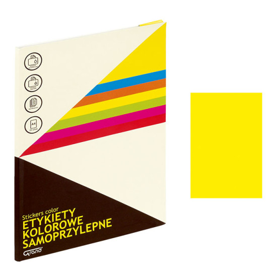 *Pašlīmējošas uzlīmes GRAND 210x297mm, 1gab/loksnē, 25lapas, dzeltenas